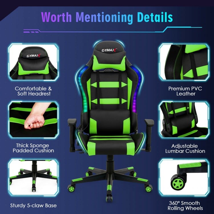 RGB Gaming Chair with LED Lights and Remote