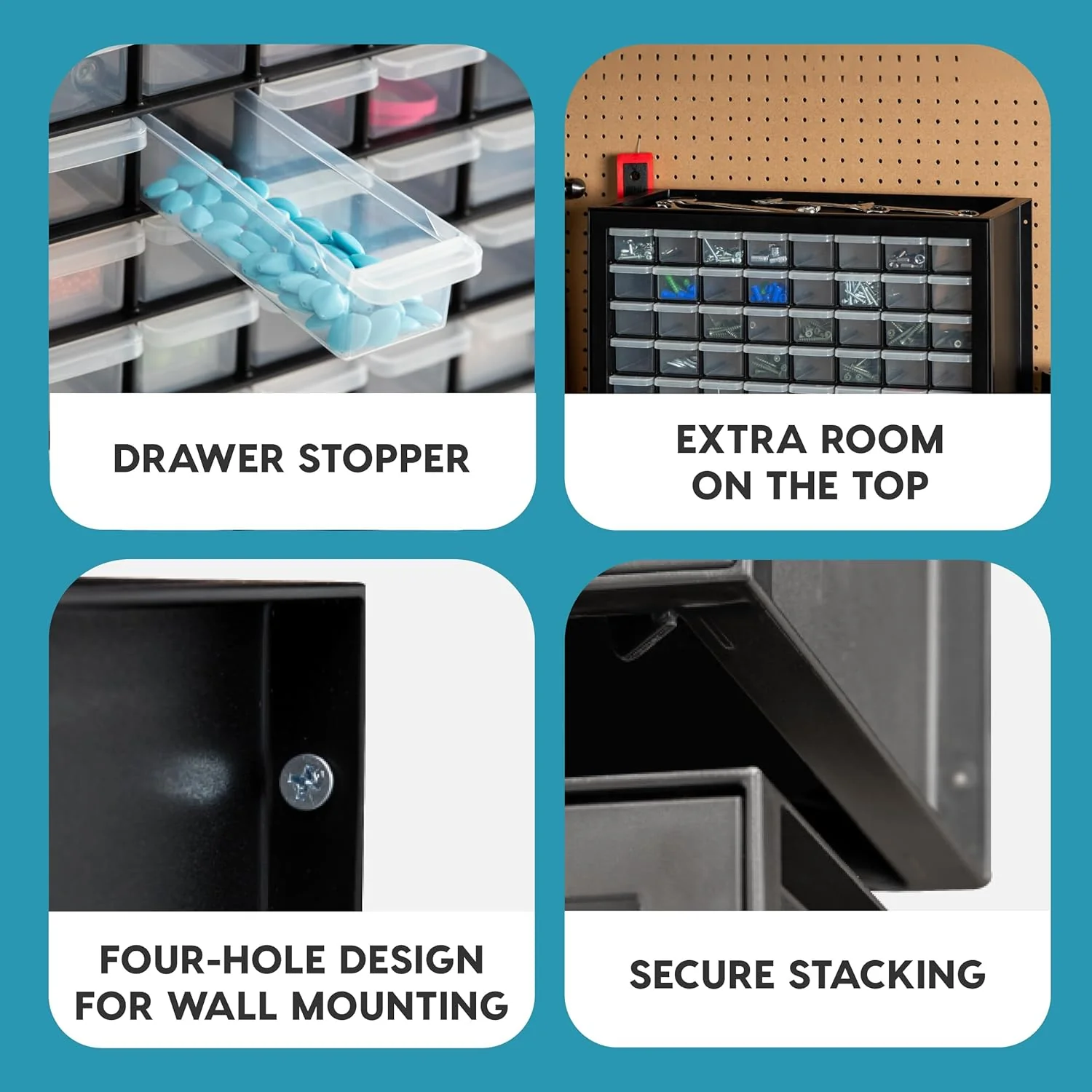 IRIS USA Screw Tool Organizer Small Parts Cabinet Chest, 44-Drawer Hardware Electronics Nuts Bolts Storage Drawers Organization Toolbox Garage Craft Business Teacher Beads Scrapbook Art Hobby - Black