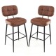 Set of 2 Bar Stools with Padded Seat and Footrest for Kitchen Island