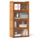 4-Tier Bamboo Bookcase with Doors for Study Room Living Room