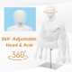 Plastic Half Body Head Turn Male Mannequin with Base