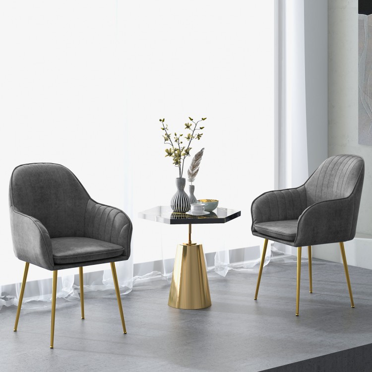 Set of 2 Modern Accent Chair with Removable Cushion and Metal Frame