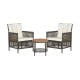 3 Pieces Patio Rattan Furniture Set with Cushioned Sofas and Wood Table Top