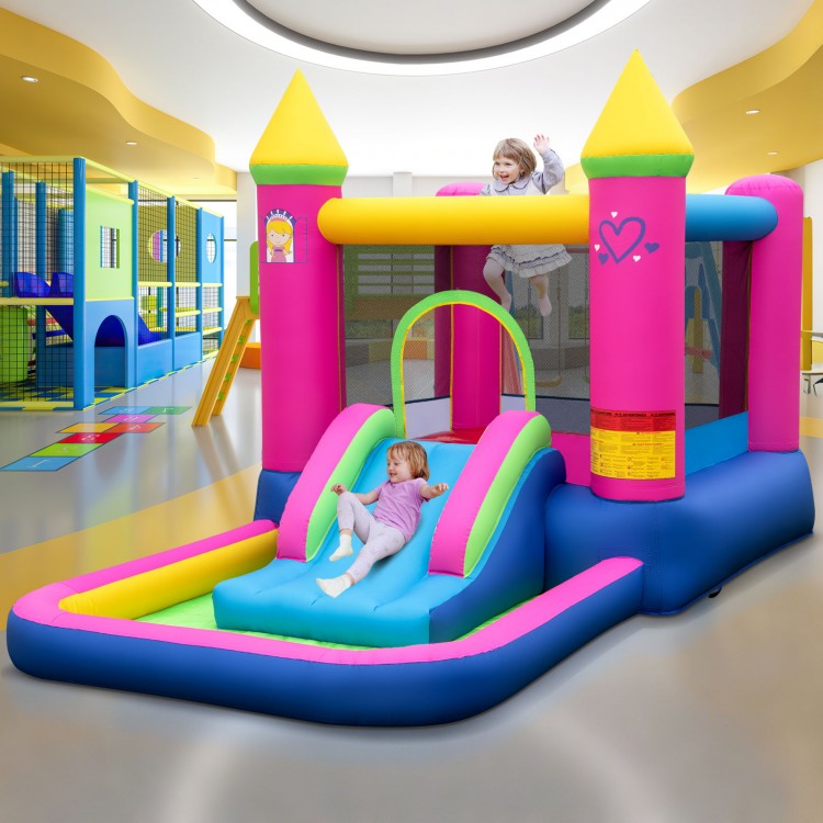 Inflatable Bounce House 4-in-1 Kids Princess-themed Bouncer Blow-up Bouncy Castle