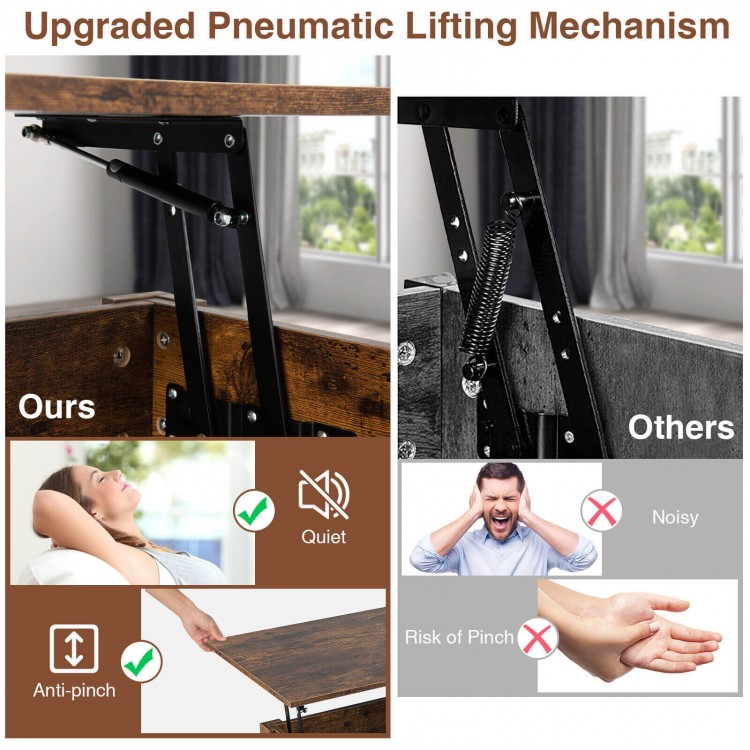 Lift Top Coffee Table with 2 Storage Drawers and Hidden Compartment