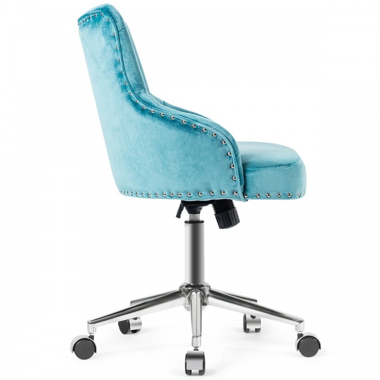 Tufted Upholstered Swivel Computer Desk Chair with Nailed Tri