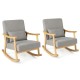 Nursery Rocking Accent Chair with Rubber Wood Armrests