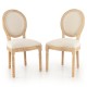 Rubber Wood Kitchen French Dining Chair Set of 2 with Sponge Padding and Round Backrest