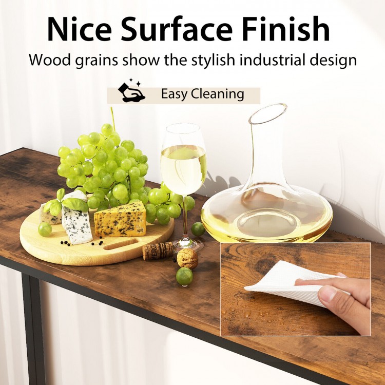 3 Pieces Industrial Bar Table and Chairs Set with Metal Frame