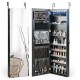 Wall Door Mounted Jewelry Armoire with Frameless LED Mirror