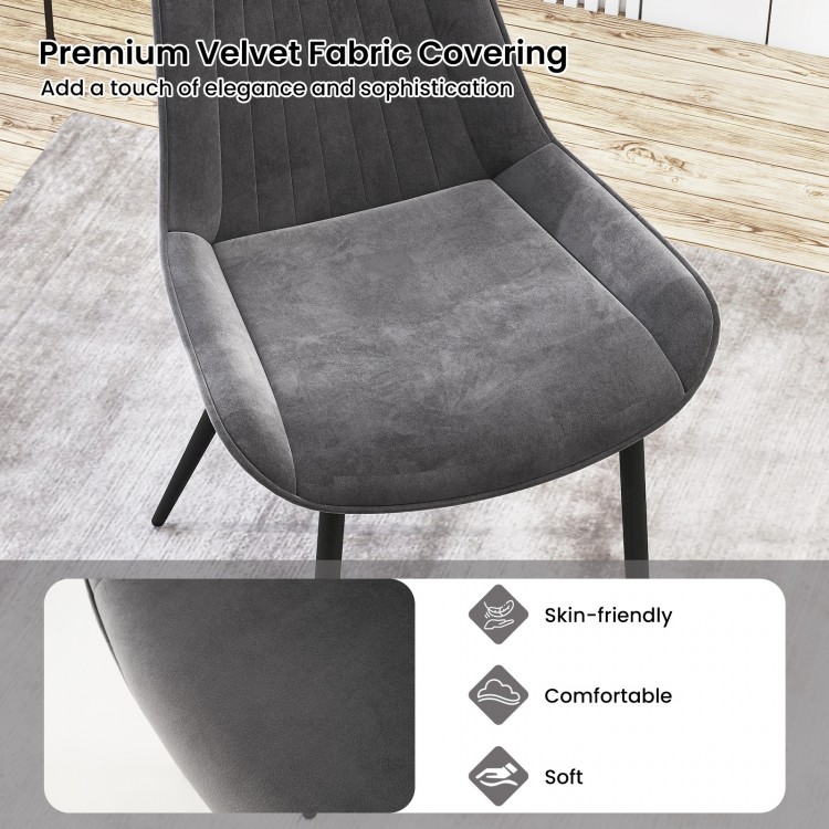 Dining Chair Set of 4 Faux Leather Upholstered Kitchen Chairs with Metal Legs