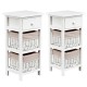 2 Pieces Bedroom Bedside End Table with Drawer Baskets