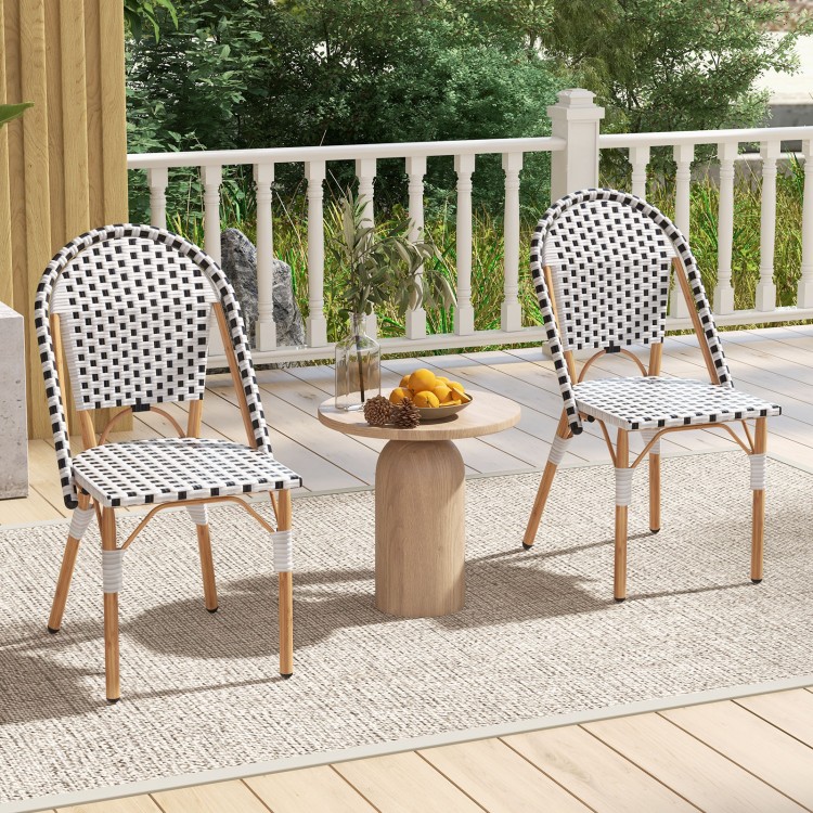 French Bistro Chair Set of 2 with Galvanized Metal Framex