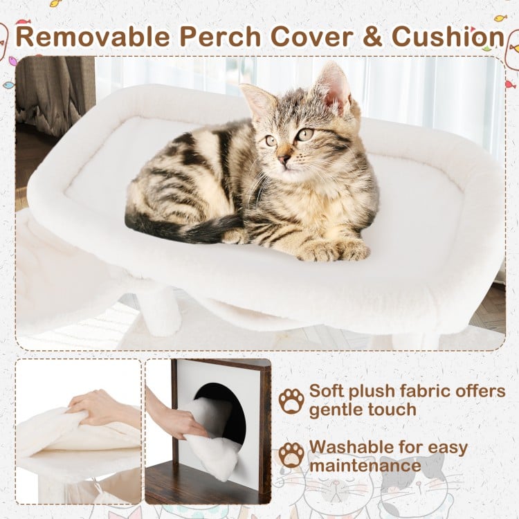 Cat Tree with Litter Box Enclosure for Indoor Cats