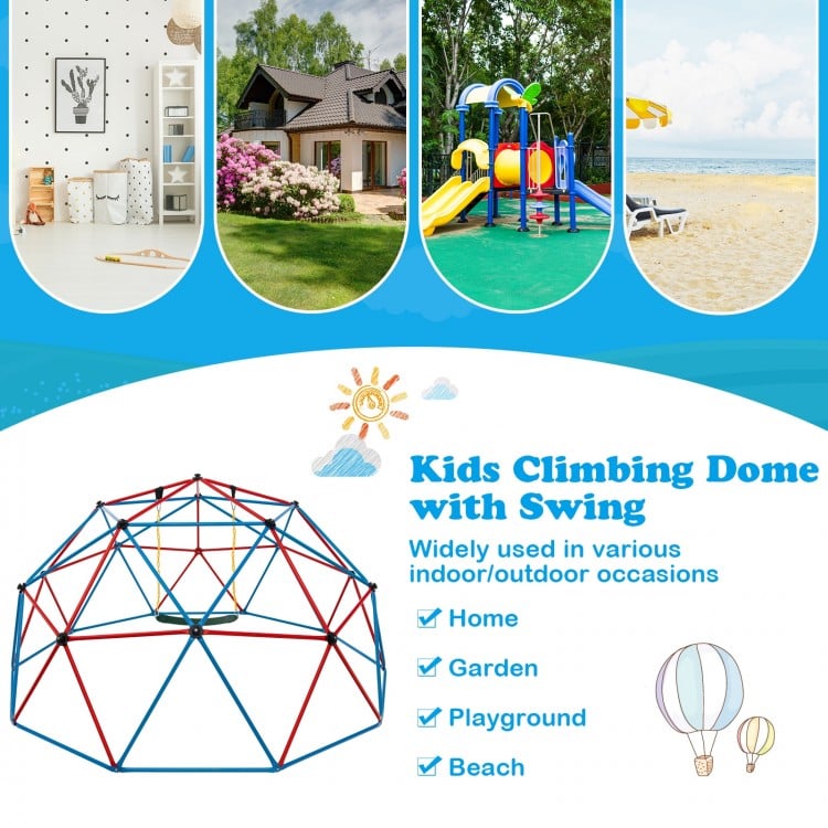 10 Feet Dome Climber with Swing and 800 Lbs Load Capacity