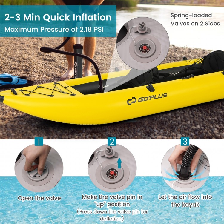 Inflatable 2-person Kayak Set with Aluminium Oars and Repair Kit