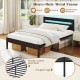 Heavy-Duty Metal Slats Support Bed Platform with Charging Station