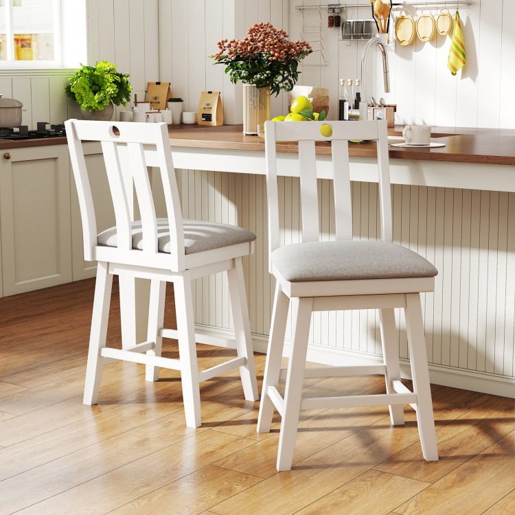 25 Inch Modern Bar Stools Set of 2 with Upholstered and 360° Rotation Seat