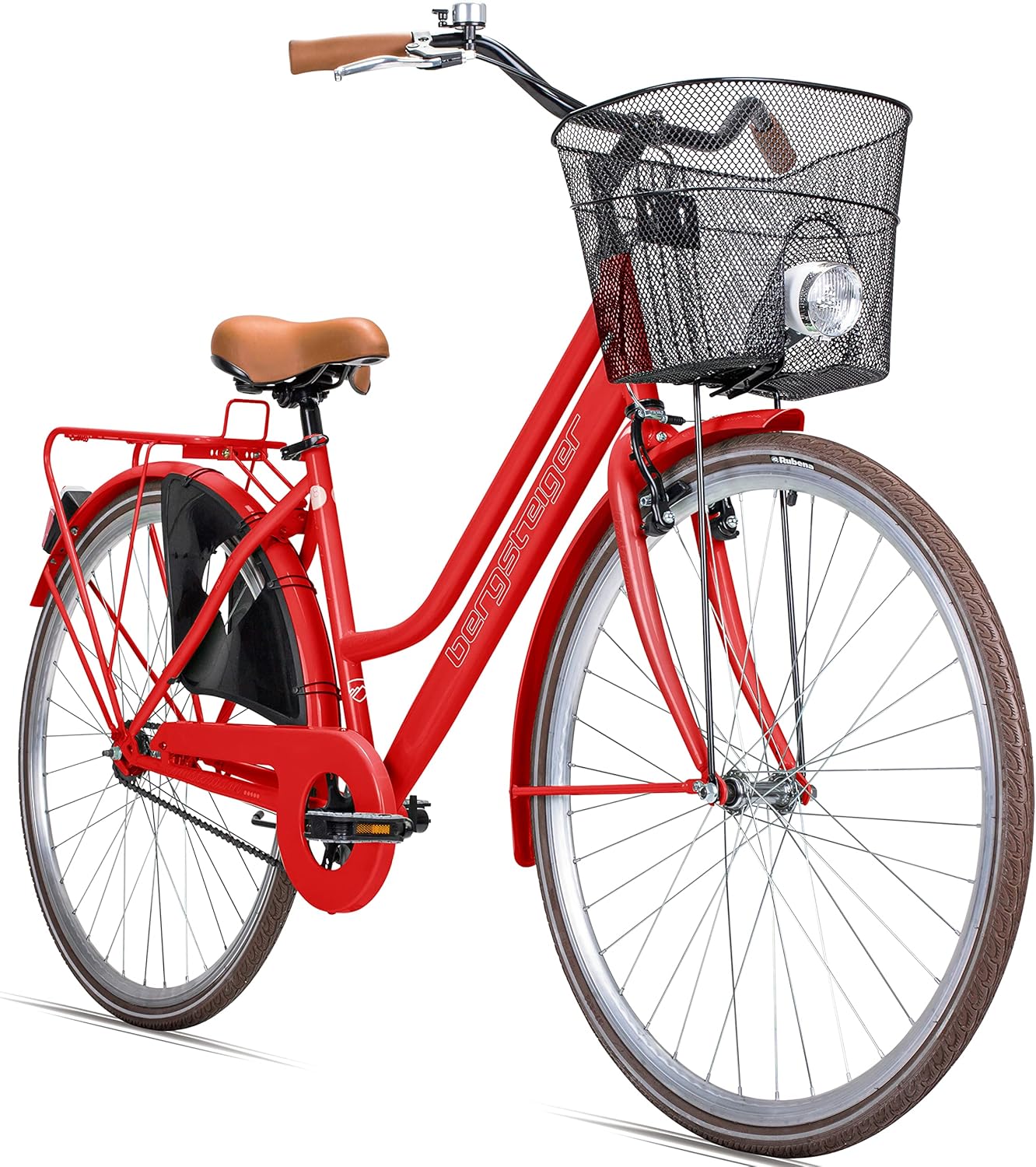 Bergsteiger Amsterdam 26 tommer, 28 tommer kvinders cykel, fra 150 cm, kurv, cykellys, kvinders bycykel med returbremse, hollandcykel i retrodesign