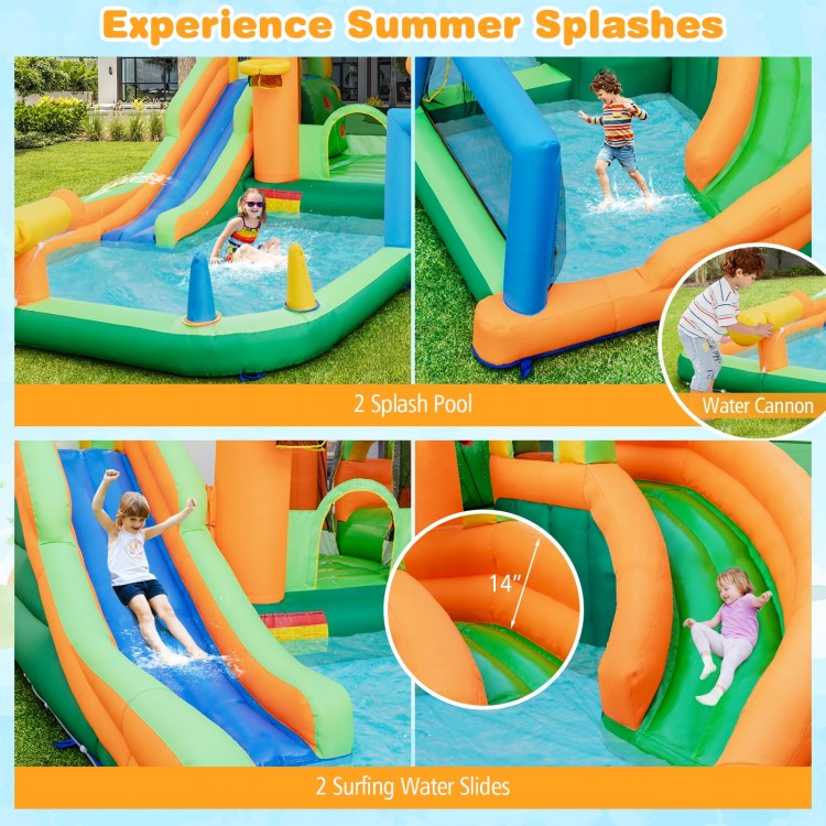Kids Inflatable Water Slide with Soccer Gate and 750W Blower
