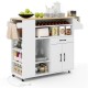 Rolling Kitchen Island Cart with Power Outlet for Dining Room