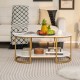 Marble Coffee Table with Open Storage Shelf