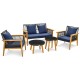 5 Piece Outdoor Conversation Set with 2 Coffee Tables for Backyard Poolside