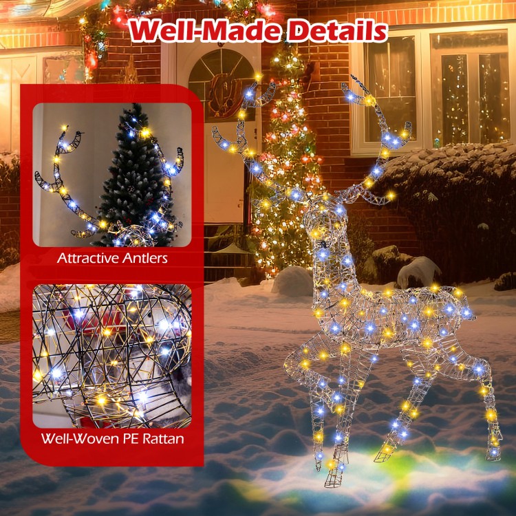 4.6 Feet Pre-Lit Christmas Reindeer with 170 Cold and Warm LED Lights