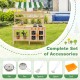 Mud Kitchen Fir Wood Play Kitchen with Canopy and Sink and 4 Stoves