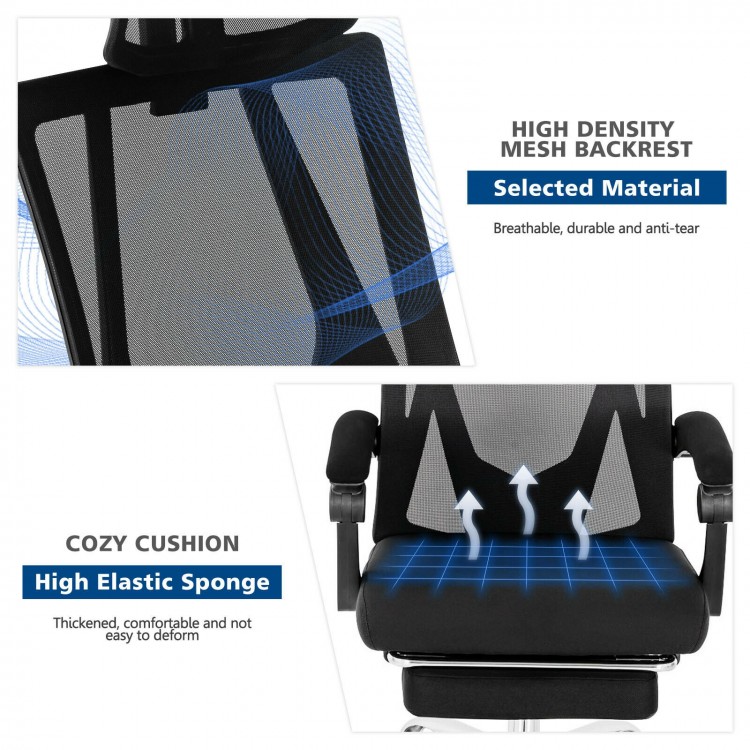 Ergonomic Recliner Mesh Office Chair with Adjustable Footrest