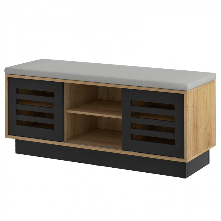 Shoe Bench with Storage Compartments and 3 Adjustable Shelves