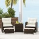 5 Pieces Patio Rattan Furniture with 2 Ottomans and Tempered Glass Coffee Table