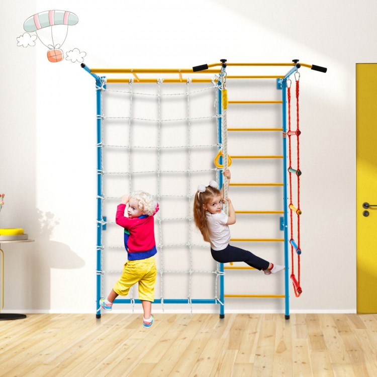 7 In 1 Kids Indoor Gym Playground Swedish Wall Ladder for Solid Wall
