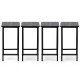 Set of 4 Bar Stools 24 Inch Counter Height Backless with Metal Frame