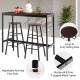3 Pieces Bar Table Set with Dining Table and 2 Round Stools