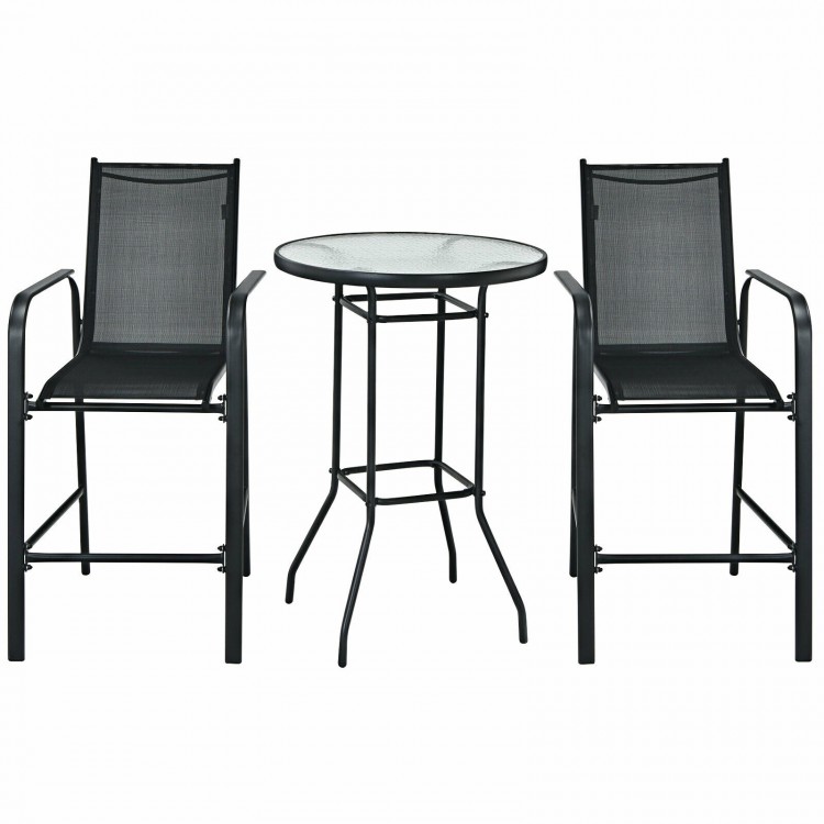 3 Pieces Outdoor Patio Bar Table Stool Set