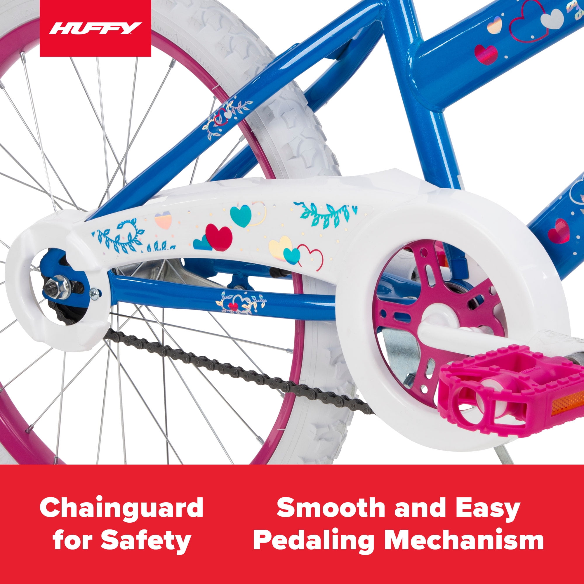 Huffy Sea Star Kids Bike 20′′ Blue/Pink, Ages 5-12, Coaster Brake, Steel Frame, Streamers