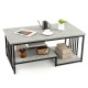Faux Marble Coffee Table with Open Storage Shelf