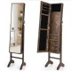Standing Jewelry Cabinet Jewelry Armoire Cabinet with Full-Length Mirror