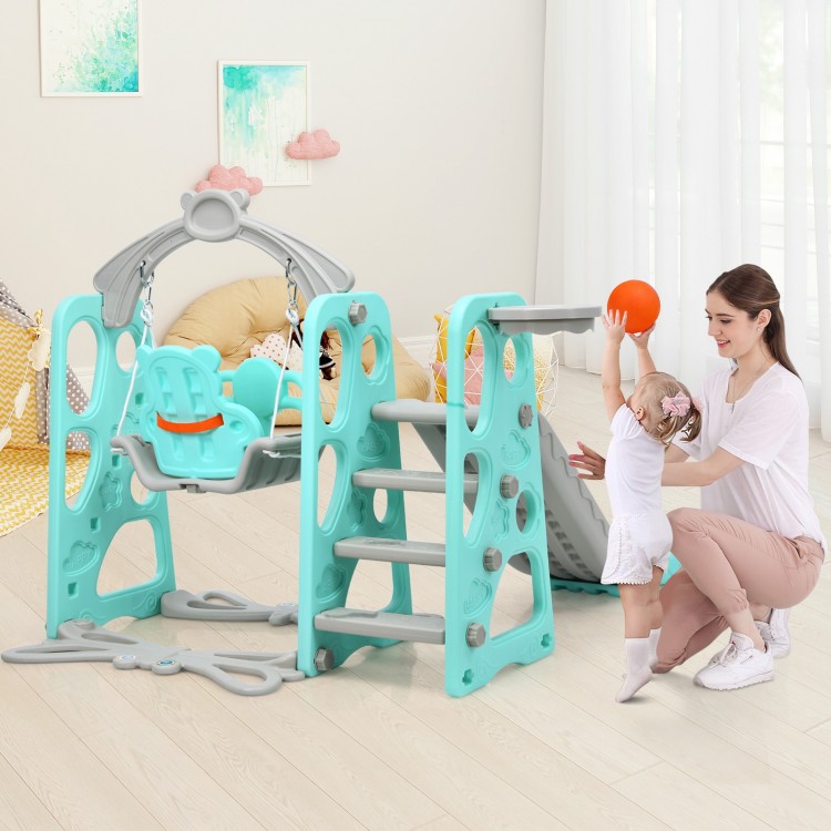 3-in-1 Toddler Climber and Swing Set Slide Playset with Safety Belt