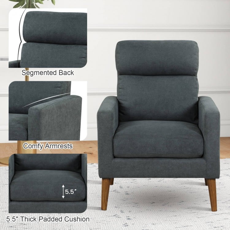 Lint Fabric Modern Accent Chair with Solid Wood Legs
