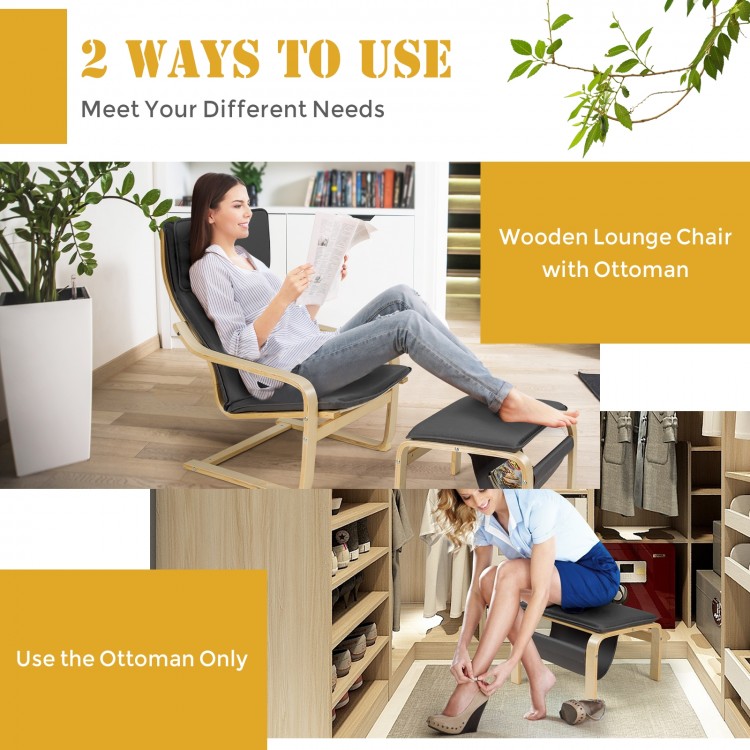 Modern Accent Leisure Armchair and Ottoman Set with Removable Cushion