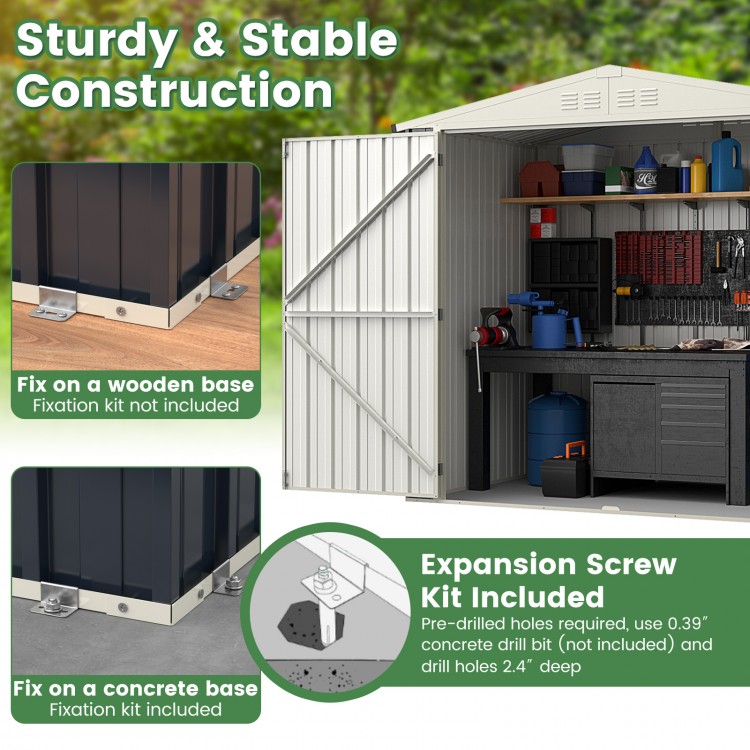7 x 4 Feet Metal Outdoor Storage Shed with Lockable Door