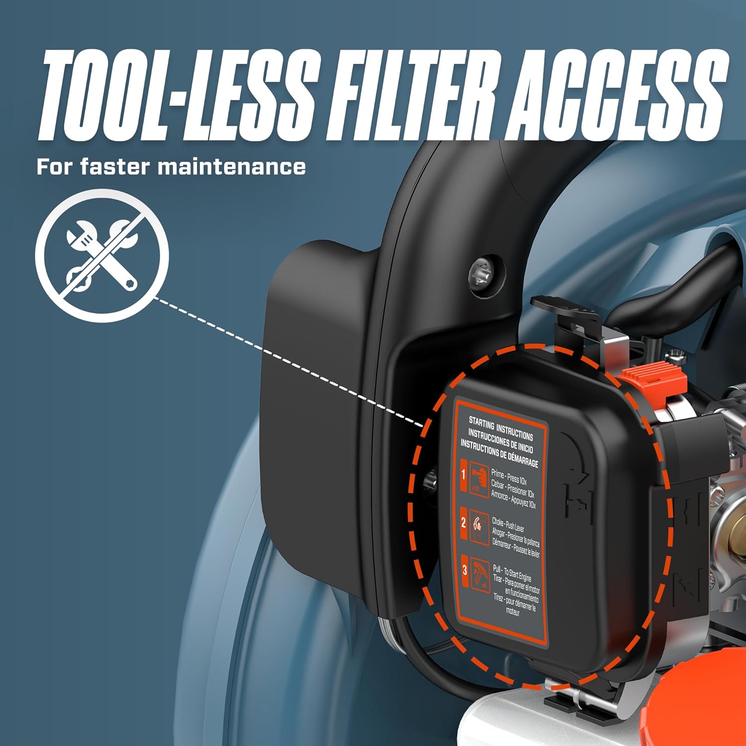 SENIX 4QL 26.5cc 4-Cycle Handheld Gas Leaf Blower, 410 CFM, 125 MPH, Lightweight, Dual Grip Handle, Blue