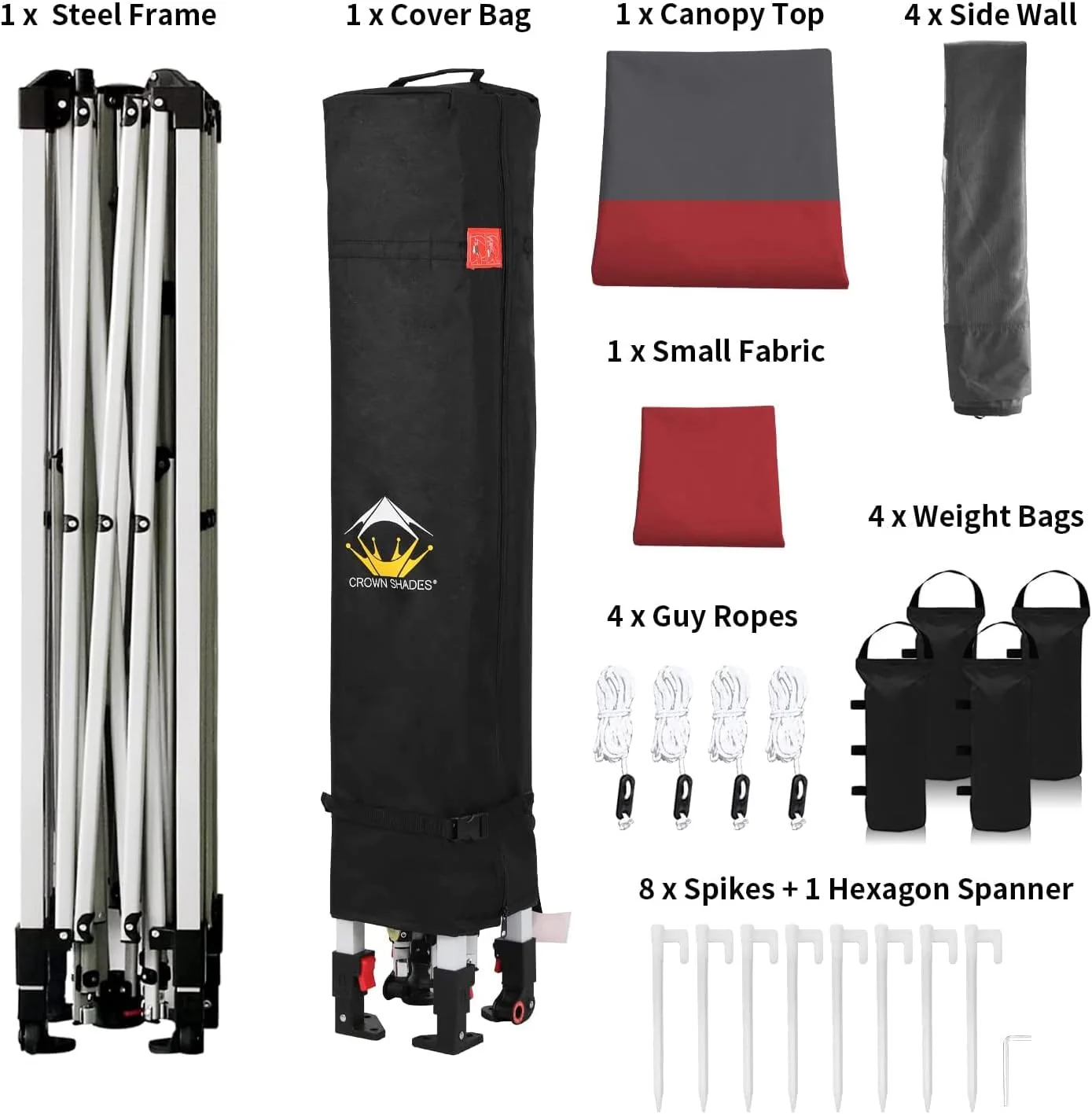 CROWN SHADES 13x13 Pop Up Gazebo, Canopy Tent, Gazebos on Clearance - Outdoor Gazebo for Backyard & Patio Furniture - Carpa Pop Up Tent with Wheeled STO-N-Go Cover Bag (White)