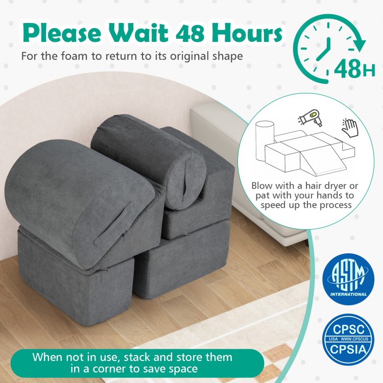 6-Piece Baby Climbing Blocks with 30D High-Density Foam and Carrying Handles