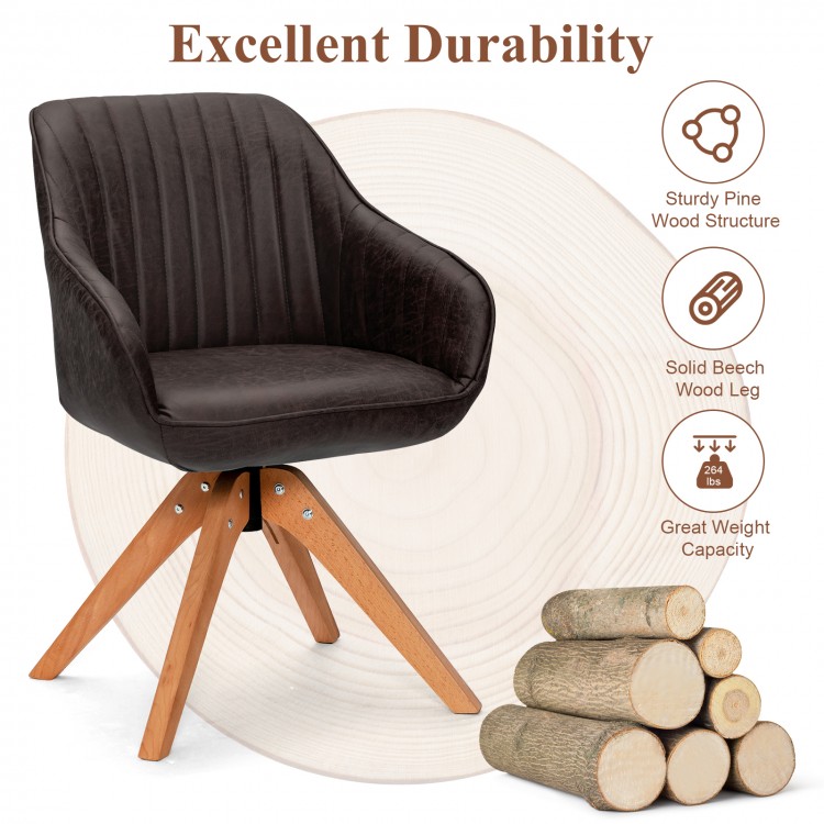 Stylish Swivel Home Office Chair with Solid Wood Legs