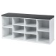 10-Cube Organizer Shoe Storage Bench with Cushion for Entryway