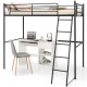 Twin Metal Loft Bed with Ladderand High Guard Rails