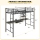 Twin Size Loft Bunk Bed with Desk Storage Shelf and Full-Length Ladders